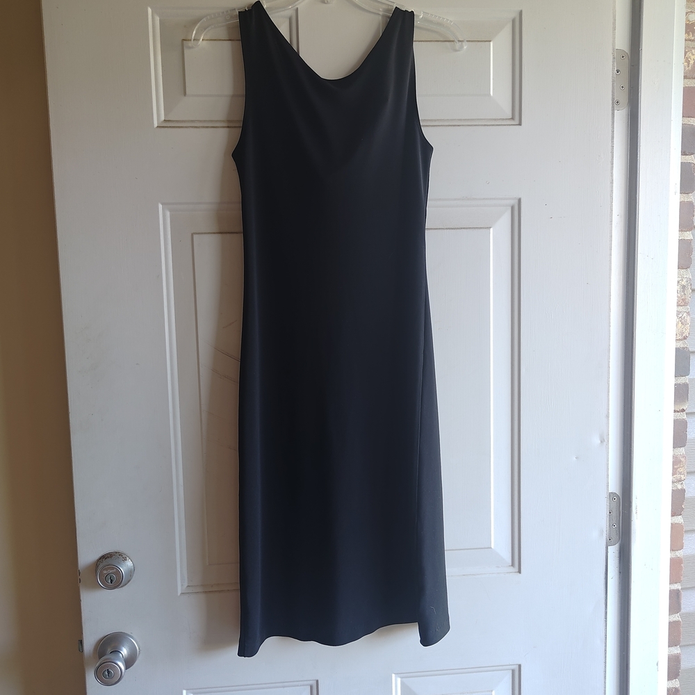 Ralph Lauren Black Midi Dress Cowl Back